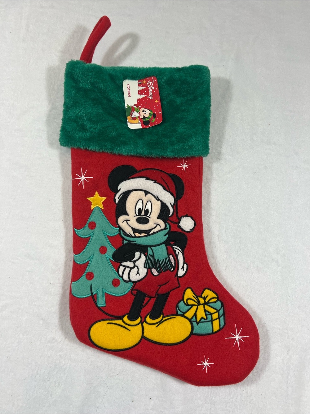 Disney Mickey Mouse Red & Green Holiday Stocking - NWT